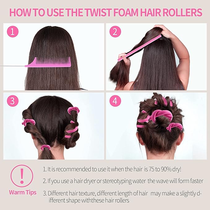 30PCS 9.45" Flexi Rods Curlers Set for Short and Long Hair, No Heat Foam Rollers with Steel Comb Buytta