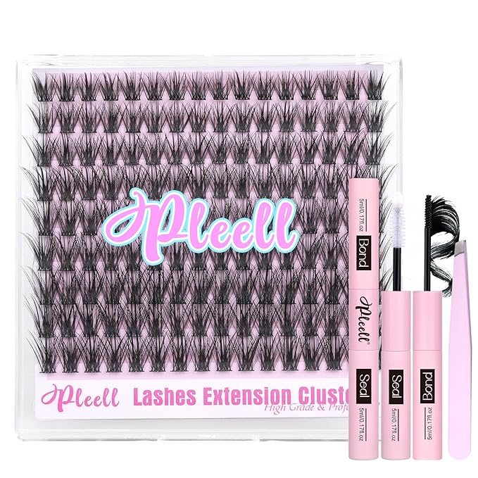 Fluff Lash Clusters Kit Wispy Lash Extension Kit 10-18MM Natural Lashes Clusters 180PCS Cluster Eyelash Extensions with Lash Bond and Seal and Lash Applicator DIY Eyelash Extension Kit by Pleell