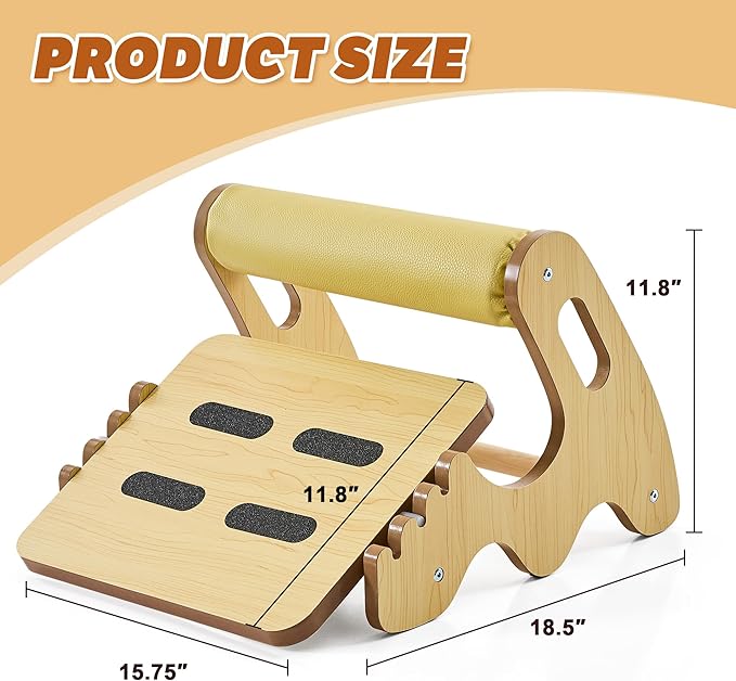 Foot Rest for Under Desk at Work- Adjustable Rocking Foot Stool with 3 Height Positions and Soft Crossbar, Ergonomic Wooden Footrest with Anti-Slip Surface for Home, Office