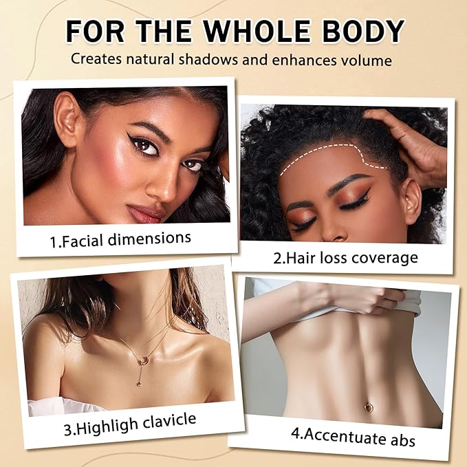 6 Colors Cream Contour Stick Makeup Kit, Double-ended Cream Highlighter Stick Bronzer and Blush Stick for Sculpt the Cheeks, Matte & Dewy Finish, Face Contour Kit for Beginners, Set B