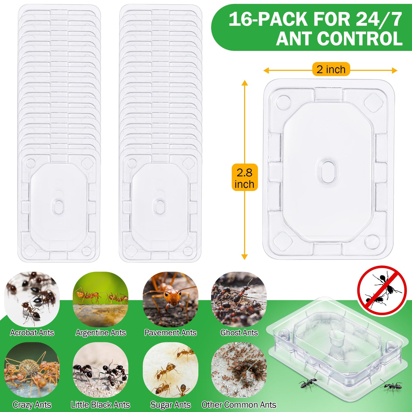 Qualirey 32 Pcs Ant Bait Stations Reusable (Bait NOT Included), Multi Surface Ant Killer Trap for Home, Control for Indoor and Outdoor Use, Roach Station for Common Household (16 Set, Standard Size)