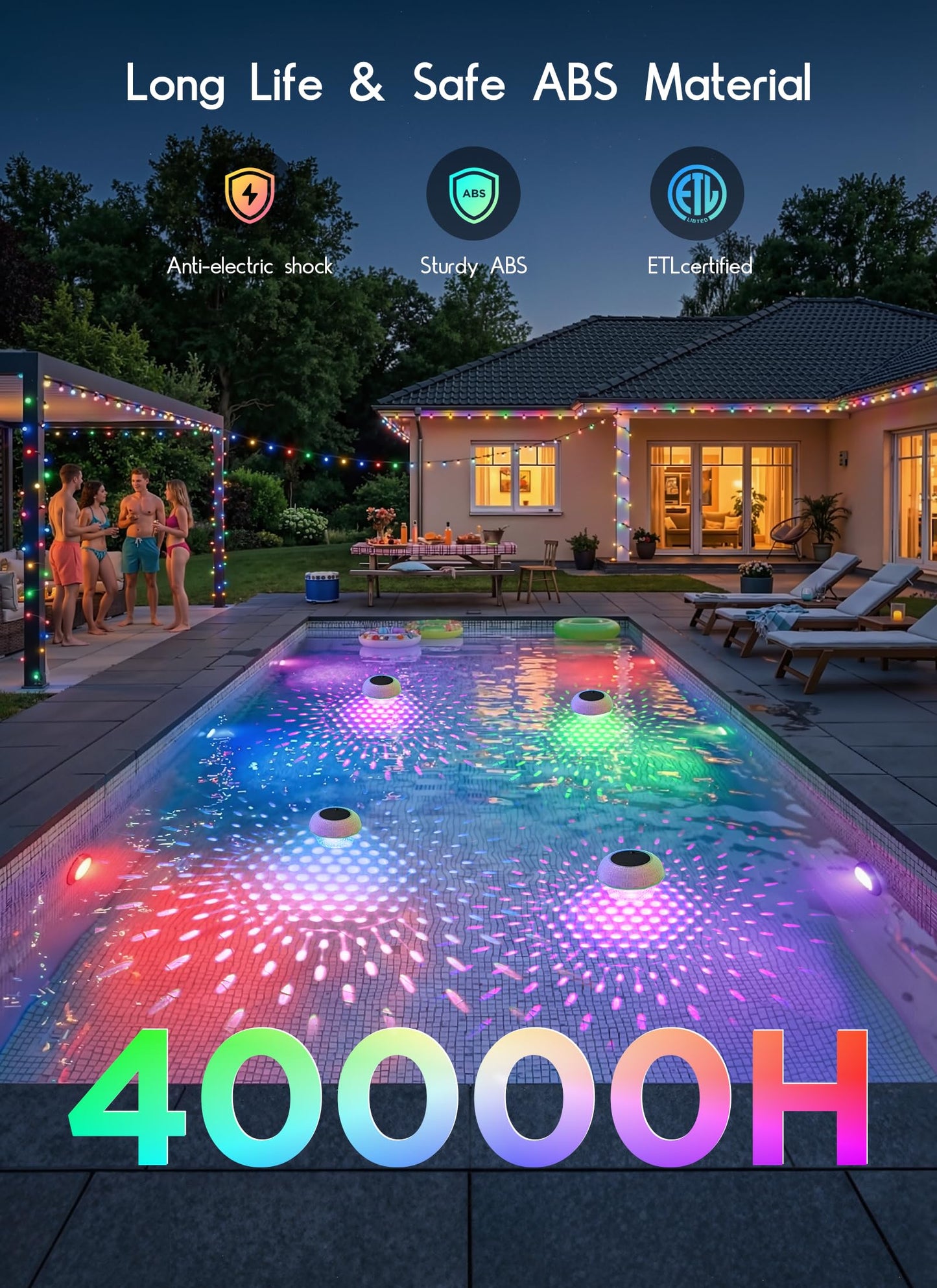 2 in 1 Floating-Pool-Lights-Solar-Powered with Chlorine-Floater, RGBWW-Solar-Pool-Light-Chlorine-Dispenser with 20+ Light Effects, Remote Control, IP68 Waterproof Light for Pools, Hot Tubs, Parties