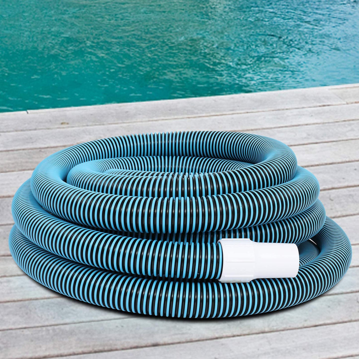 VINGLI 1-1/2-Inch by 50-Feet Blue Swimming Pool Vacuum Hose for Inground and Above-Ground Pools