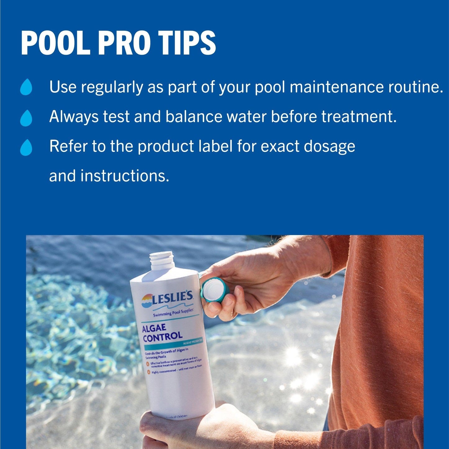Leslie's Algae Preventative - Non-Staining Algae Control for Swimming Pools, Spas, and Hot Tubs - 1 Quart