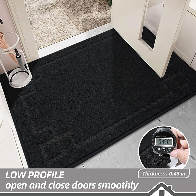 BEQHAUSE Door Mat 32" x 48", Non-Slip Door Mats Indoor Entryway Rugs Washable Low-Profile Absorbent and Stain Resist Floor Mats, Dog Door Mat for Front Back Door, Mud Wet Shoes & Paws, Black