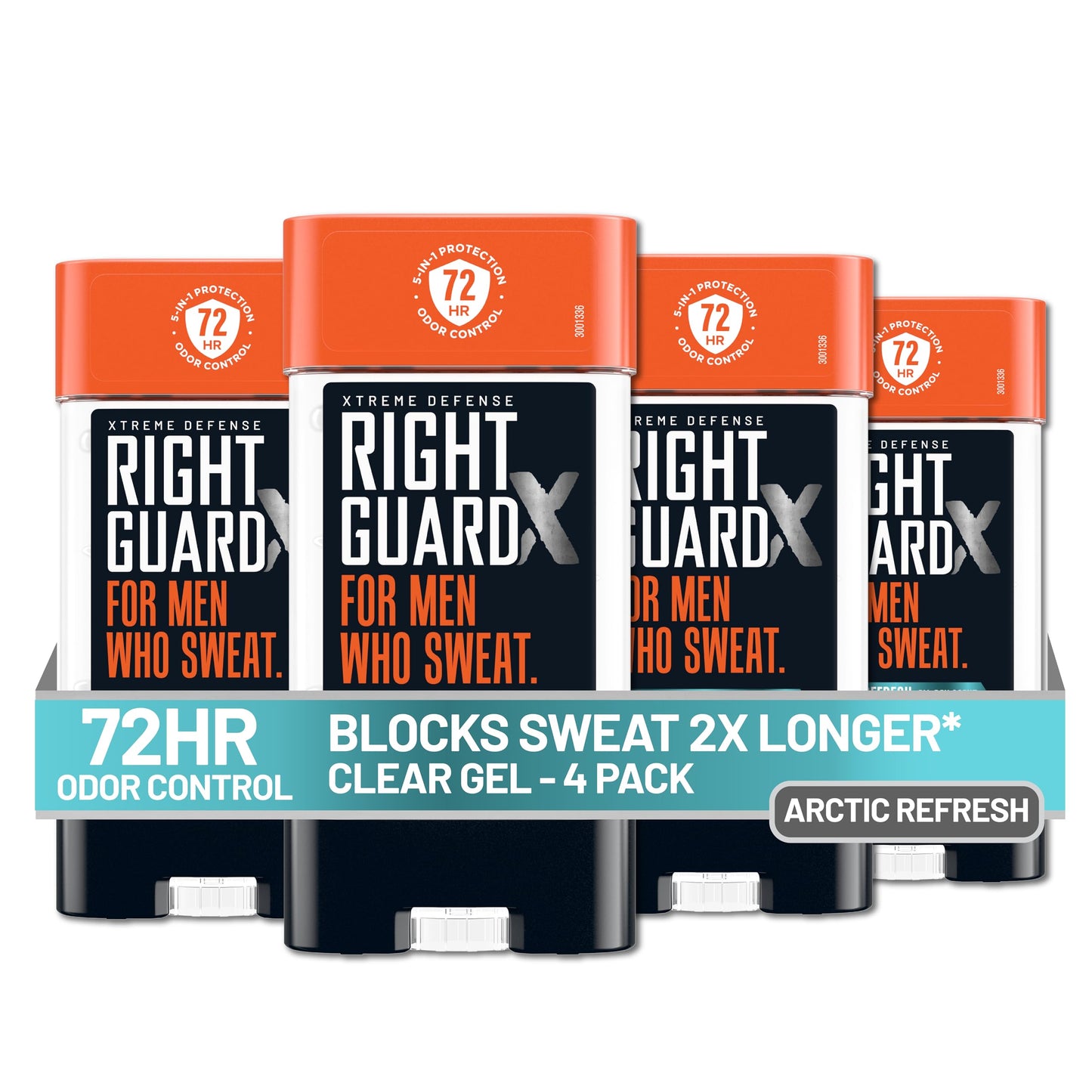 Right Guard Xtreme Defense Antiperspirant Deodorant Gel, Arctic Refresh Scent - 5-in-1 Deodorant Men Can Trust, 72-Hour Odor Control Invisible Gel for Men, 4 oz (4 Pack)