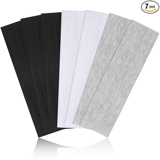 DiyJibb Headbands for Women, Stretchy Non Slip Soft Cotton Cloth Hair Bands for Sports, Workout, Yoga and Running, 7pcs