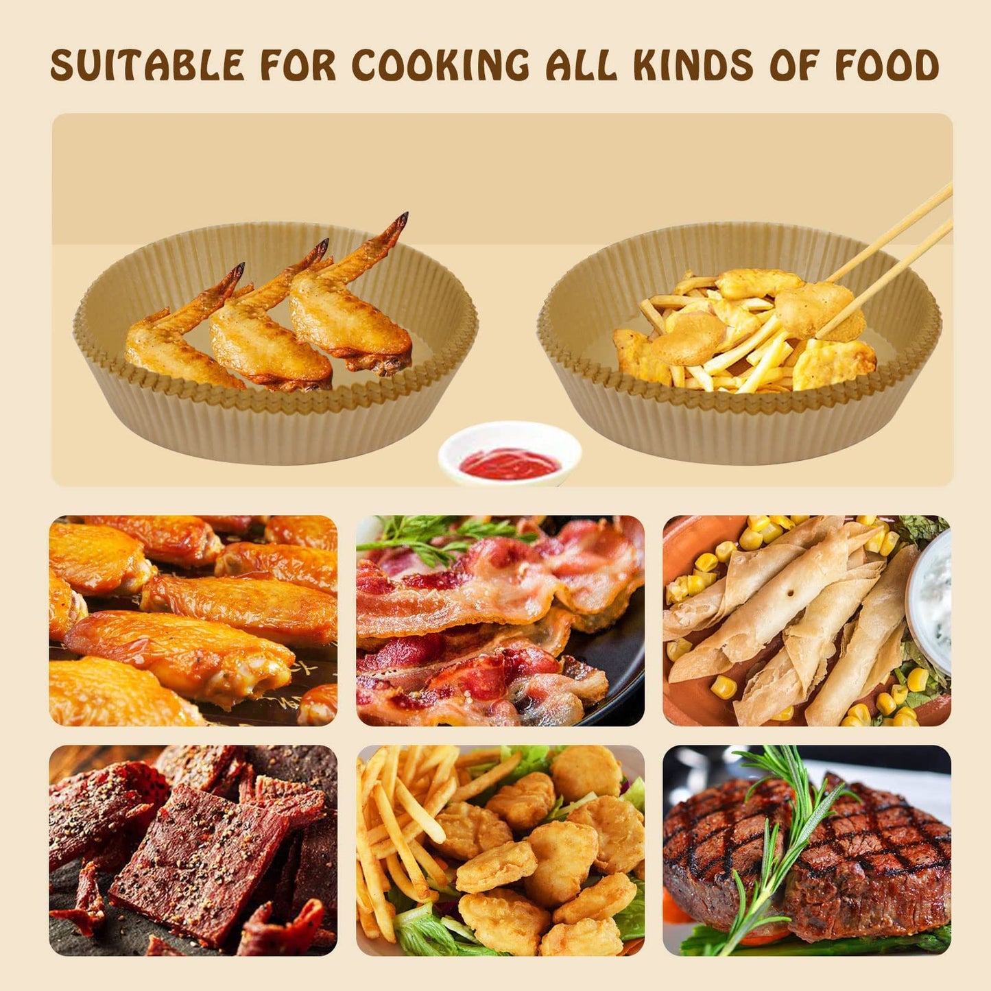 SIUDANGKA 200 Pcs Air Fryer Liners - Disposable Parchment Paper Sheets for Ninja Air Fryer AF101 & AF150 XL