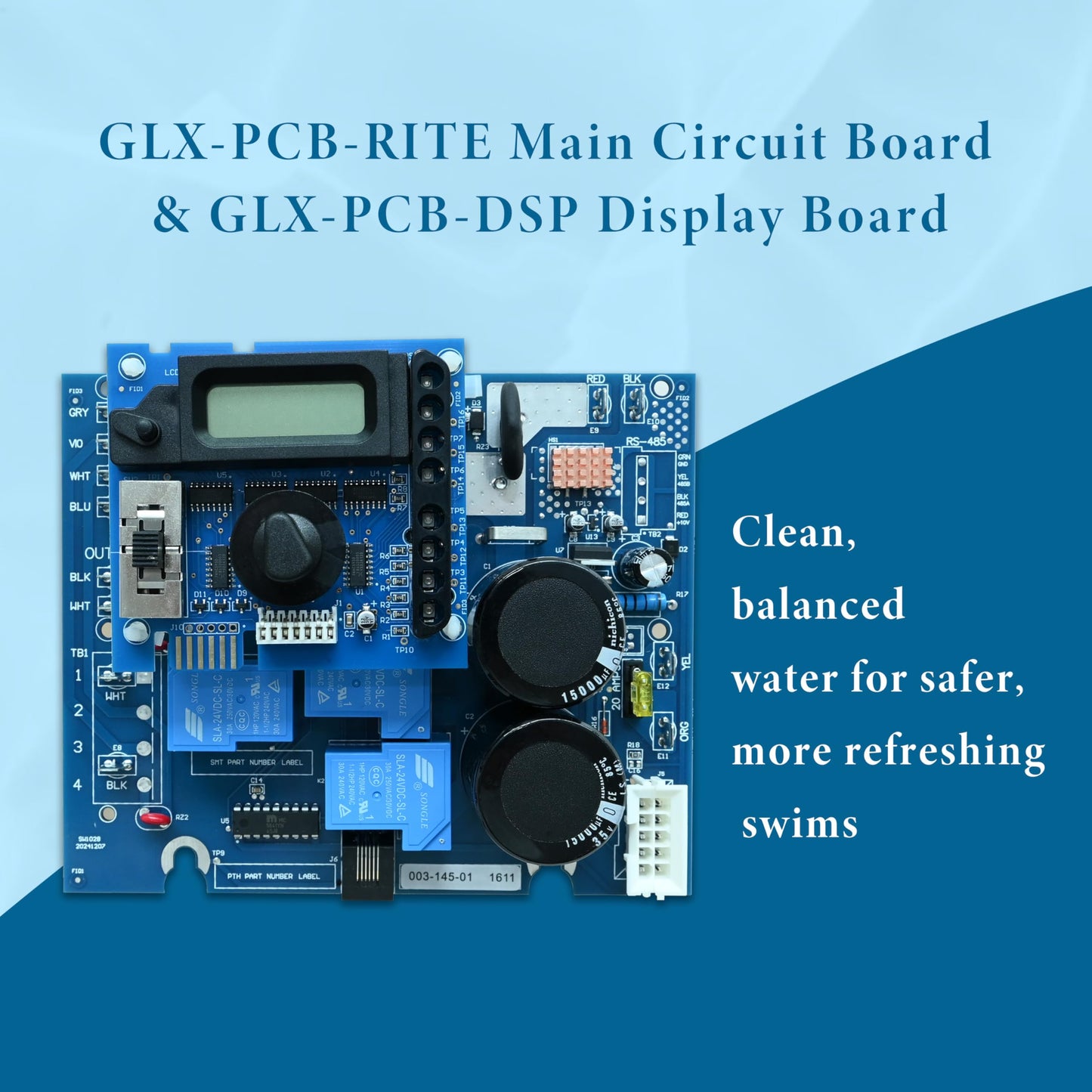 GLX-PCB-RITE Main Circuit Board & GLX-PCB-DSP Display Board，Fits The Hayward/Goldline Aqua Rite Saltwater Chlorinator，for Pool Chlorinators Replacement，Hayward aquarite Circuit Board