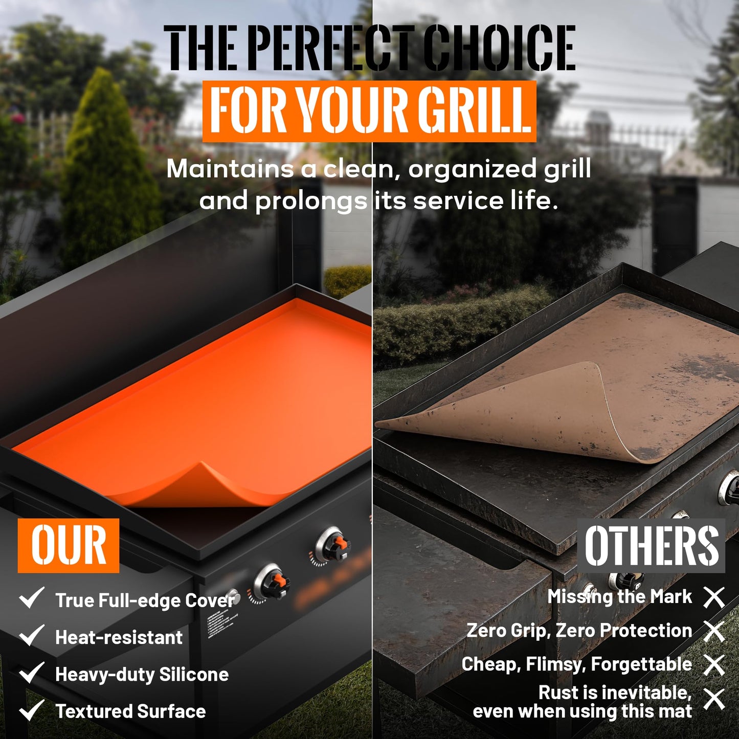 22” Silicone Griddle Mat for Blackstone - Heavy-Duty Food-Grade Griddle Cover & Full Surface Protection, Waterproof, Rust & Dust-Proof, Essential Blackstone Griddle Accessories for Outdoor BBQ