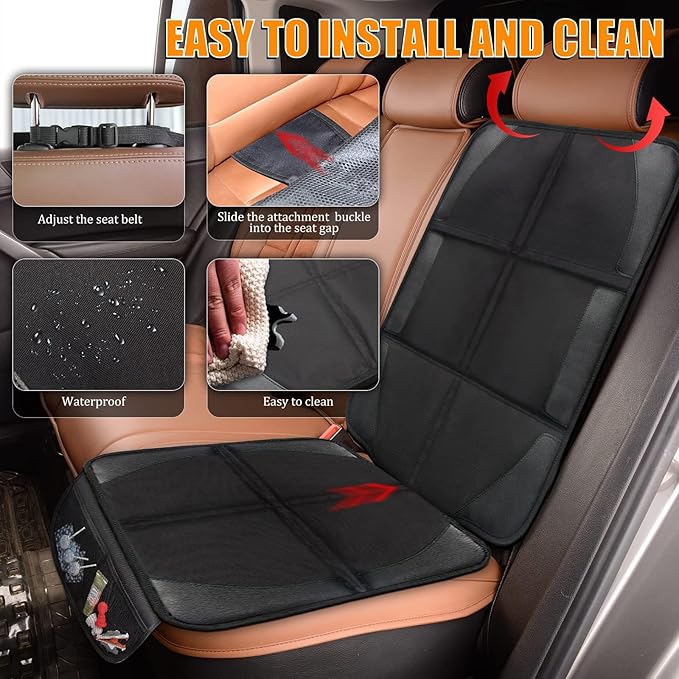 Bacgnyer Car Seat Protector, 1 Pack of Seat Protectors, Thickest Padded 600D Fabric Padding, Waterproof, Durable, Anti Slip Backing, Child Seat Protection, Suitable for Babies, Toddlers, Children