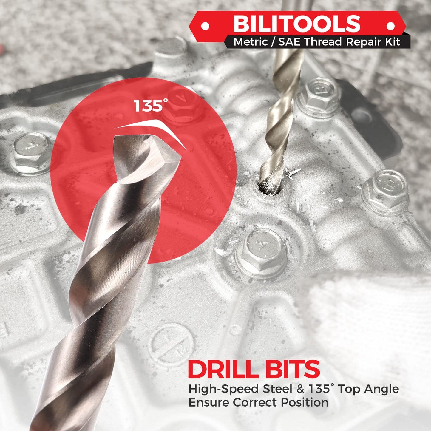 BILITOOLS 7/16-14 inch Thread Repair Kit, HSS Drill Helicoil Repair Kit SAE