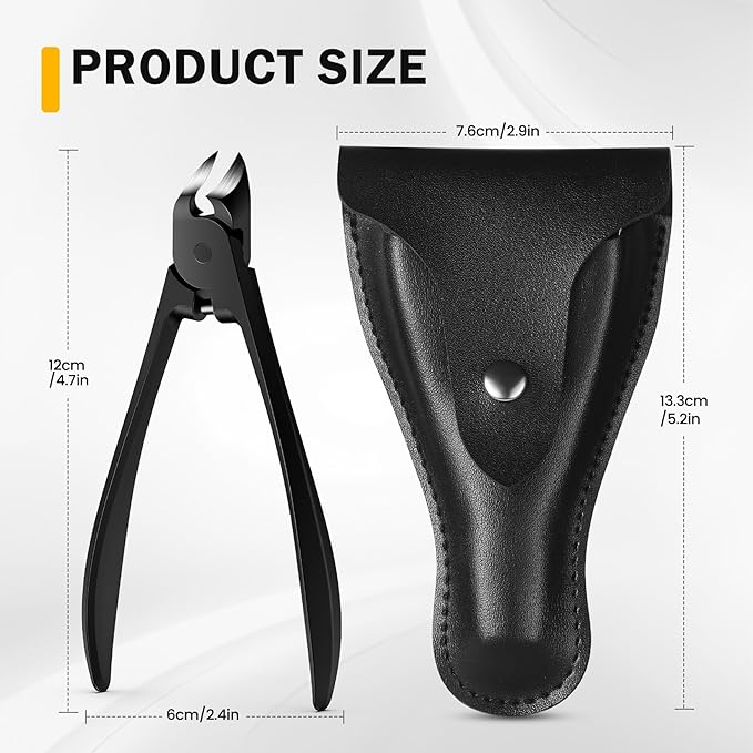 BEZOX Thick Toe Nail Clippers - Comfortable Rebound Thick Spring Toenails Clipper for Thick Nails for Seniors, Precision Fingernail Clippers for Men and Women - Black