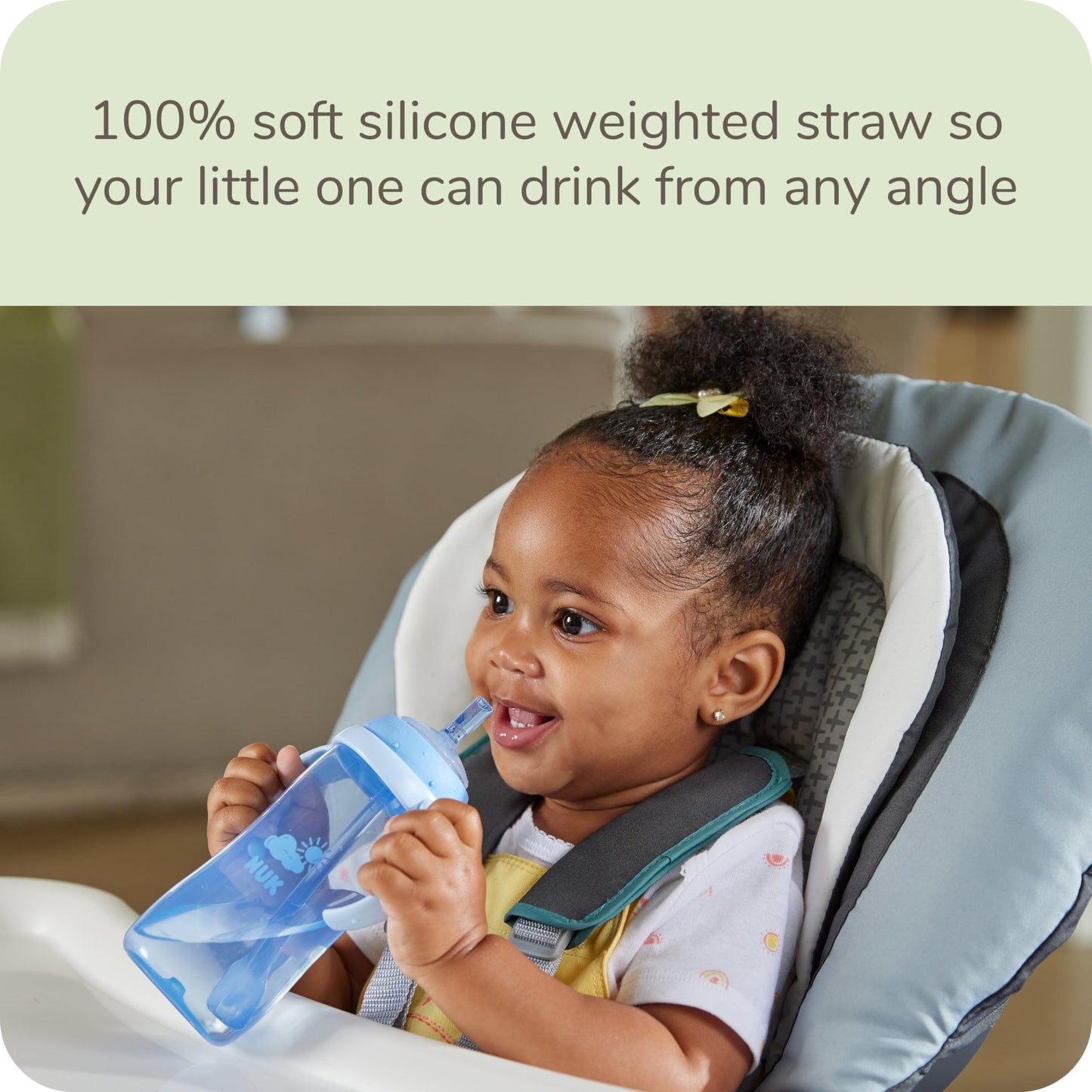 NUK Learner Straw Cup 10oz - Toddler Cup with Soft Straw for Easy Drinking Suitable for Ages 8 Months and Up
