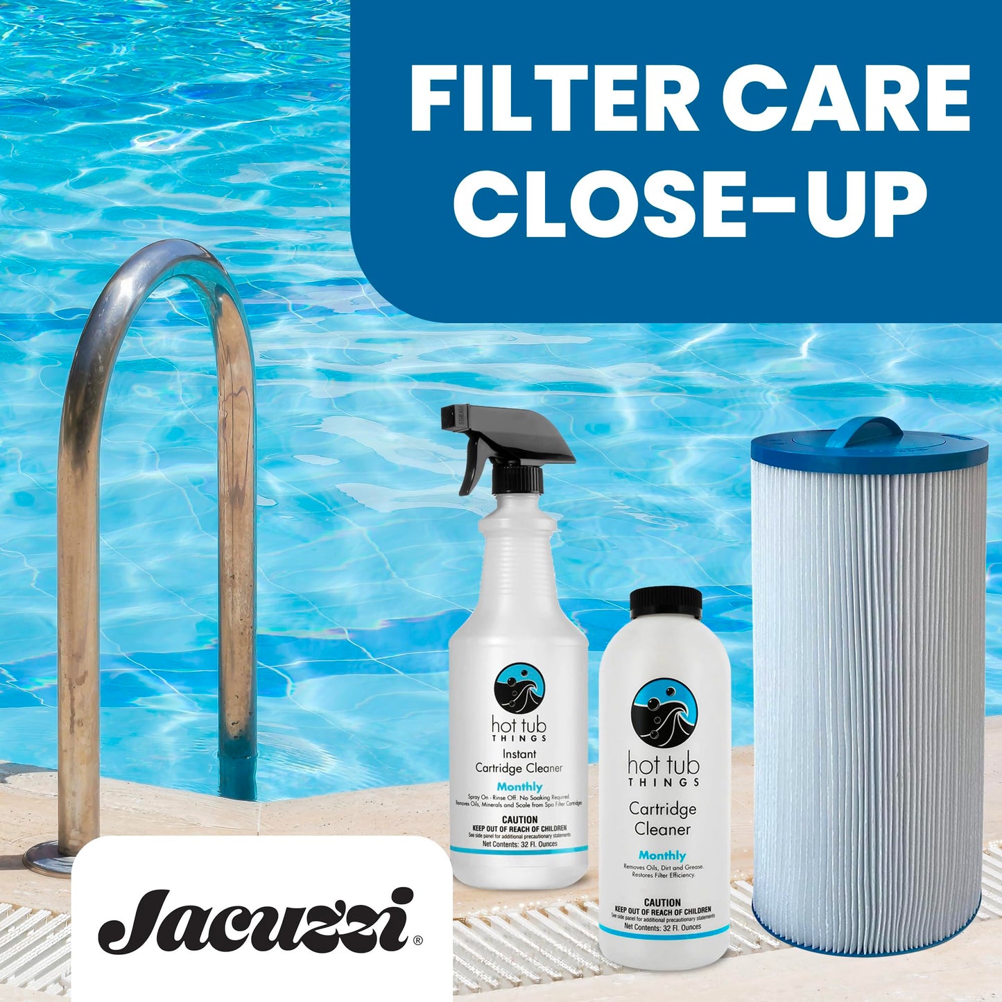 Jacuzzi ProClear 6000-383AJ Hot Tub Replacement Filter Cartridge Fits J-300, J-400, J-500, J-LX (2002+) - Hydro Filter with Twist-Off Cap, OEM Accessories & Replacement Parts, 60 Sq Ft, 1 Pack