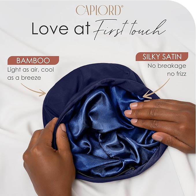 CAPLORD Satin Bonnet for Sleeping, Curly Hair Wrap Sleep for Men, Adjustable Silk Beanies for Women, Silk Hair Bonnet
