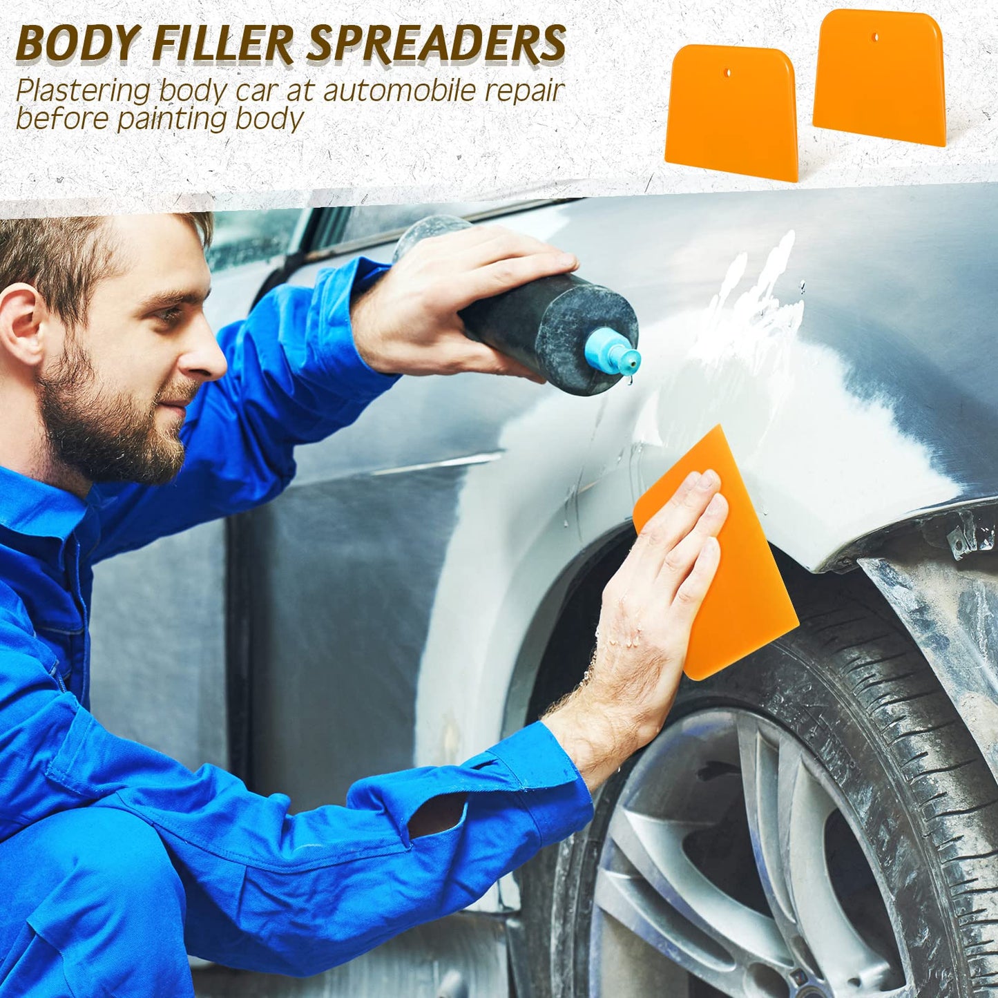 Frienda 60 Pcs Body Filler Spreaders Plastic Tools for Automotive Applying Putties Glazes Caulks and Paint (3.5 x 2.6 x 3.9 in)