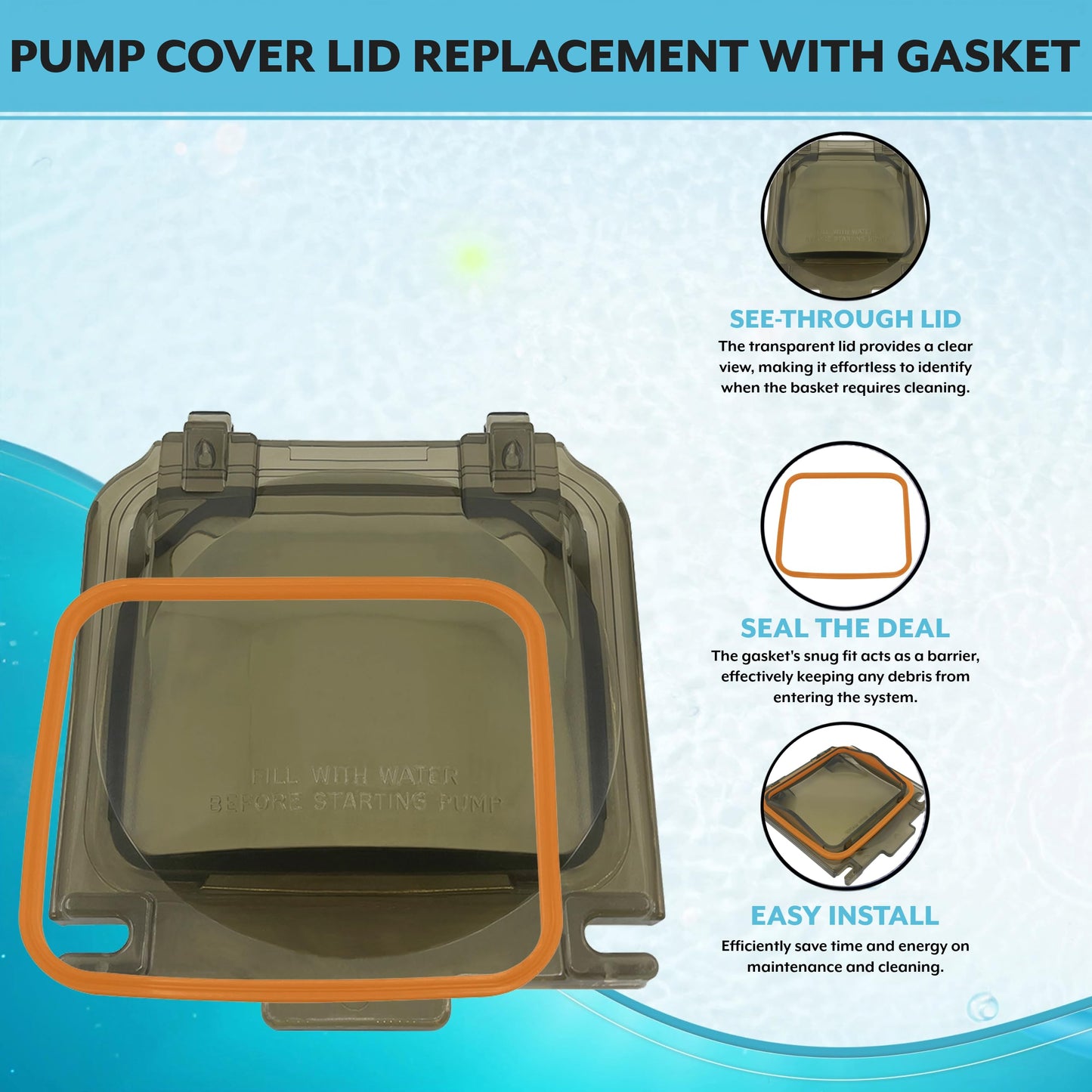 Poolzilla Pump Cover Lid Replacement with Gasket, Compatible with Hayward Super Pump SPX1600D SP1600X5 SP1605X7 SP1607X10 SP1608X10 SP1610X15 SP1611X15 SP1615X20 SP1616X20 SP1621X25, Heavy-Duty Design