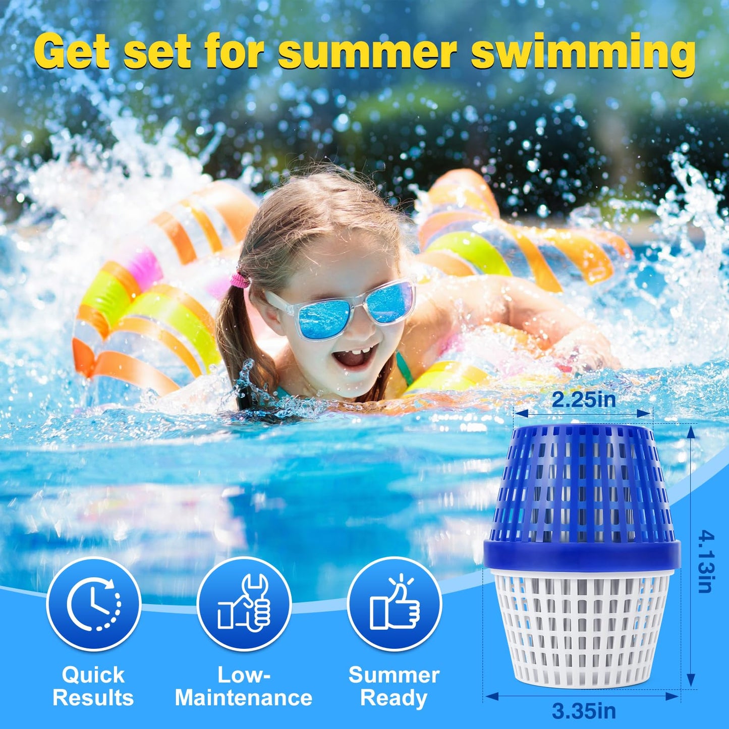 Pool Cartridge for 7.5K–20K Gallon Pools, Lasts up to 6 Months and typically Completes Transformation Within 24–72 Hours, Blue/White