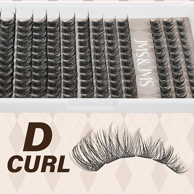 JMS&JMS DIY Lash Clusters Kit Fluffy Lash Extension Kit D Curl Eyelash Kit with Lash Bond and Seal, Lash Remover, Lash Tweezers at Home(JMS03-8-18mix)