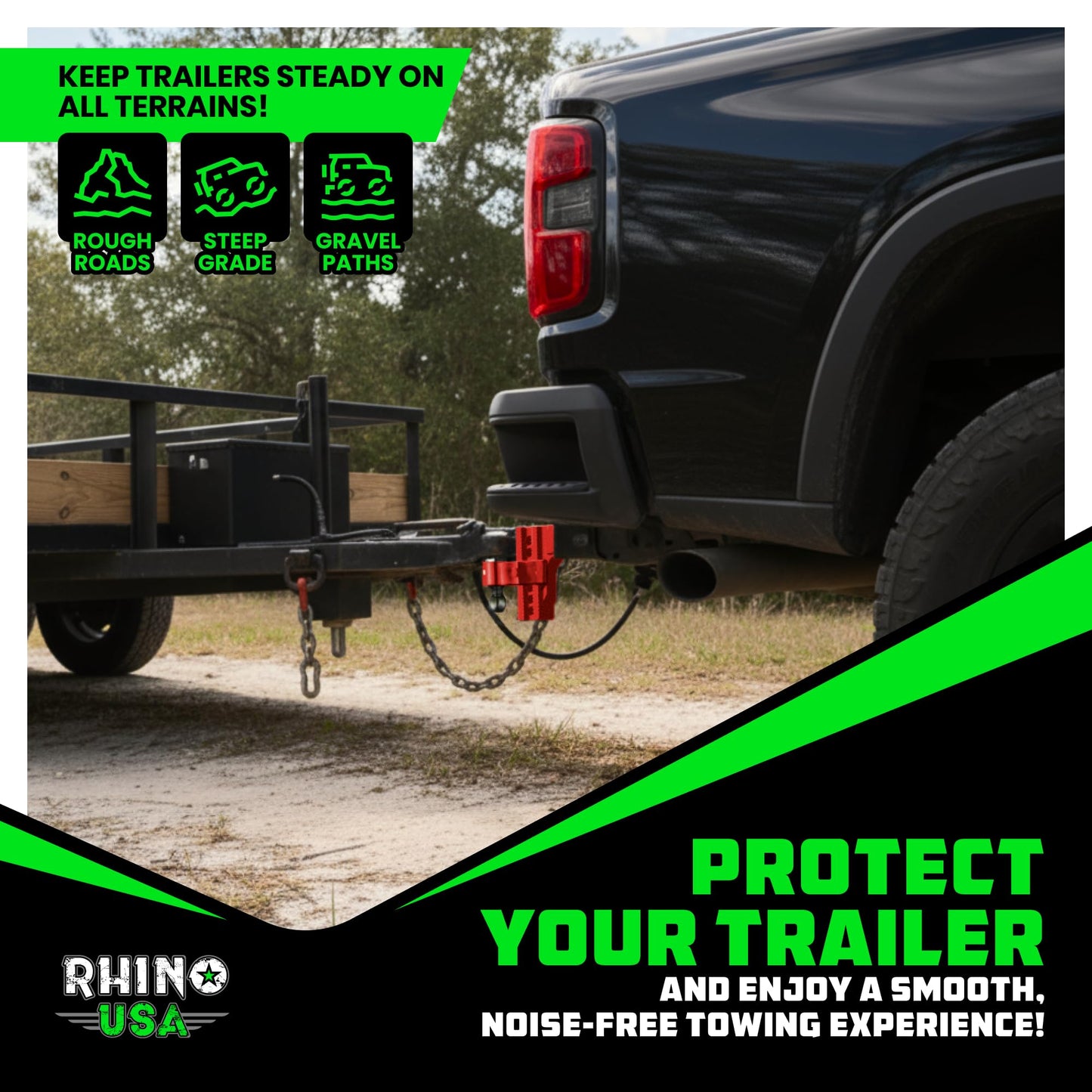 Rhino USA Adjustable Trailer Hitch (Fits 2-Inch Receiver) - Heavy Duty Aluminum Tow Hitches with 6-Inch Drop/Rise for Truck (12,500 LBS GTW) - Weatherproof Double Anti-Theft Locking Hitch Pins (Red)