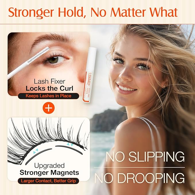 LASHVIEW Upgrade Magnetic Eyelashes with Applicator Soft Magnetic Eyelashes Natural Look Reusable No Glue Needed Easy to Wear and Remove (YT15)