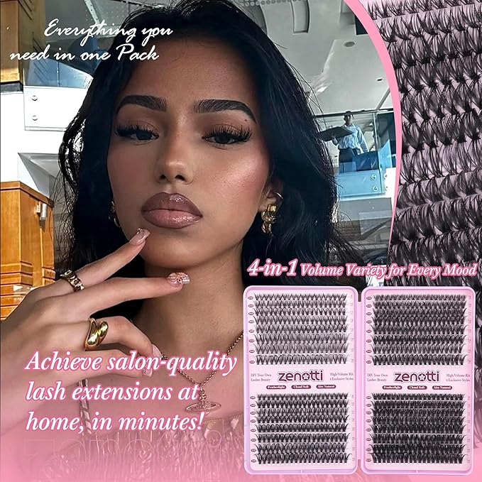 Lash Clusters 640PCS Natural Eyelash Clusters 30D 40D 50D 60D Wispy Cluster Eyelash Extensions 4 Styles PestaÃÂ±as Postizas Naturales 9-16mm DIY Individual Lashes Extensions Soft Lash Band by zenotti