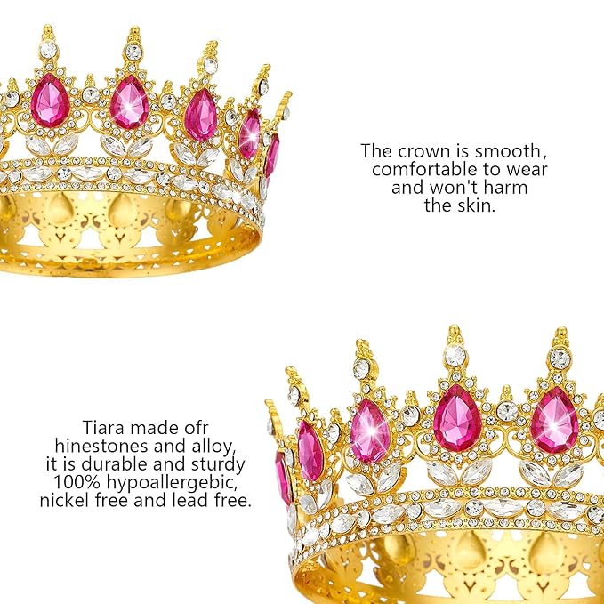 YOUlDIANZI Queen Crown Rhinestone Wedding Crowns and Tiaras for Women Costume Party Hair Accessories Princess Birthday Crown Crystal Bridal Crowns