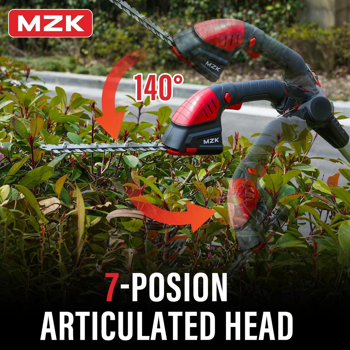 MZK 2-in-1 20V Pole Mini Hedge Trimmer & Grass Shear, 13ft Reach, Electric Hedge Trimmer with Extension Pole, Multi-Angle (2*Batteries and Charger Included) HT08D11