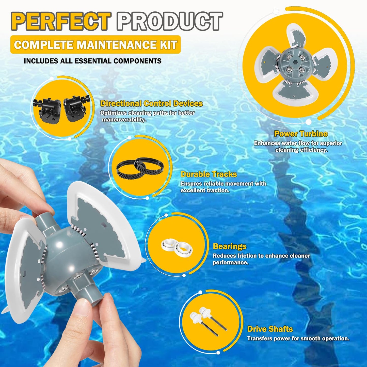 Replacement Tune-Up Kit Fit forZodiac MX6 MX8 MX6EL MX8EL Pool Cleaners , Bearings & Control Devices – R0525100 R0526100 R0527000 R0524700 R0524800 R0524900 , Complete Pool Cleaner Tune-Up Kitt