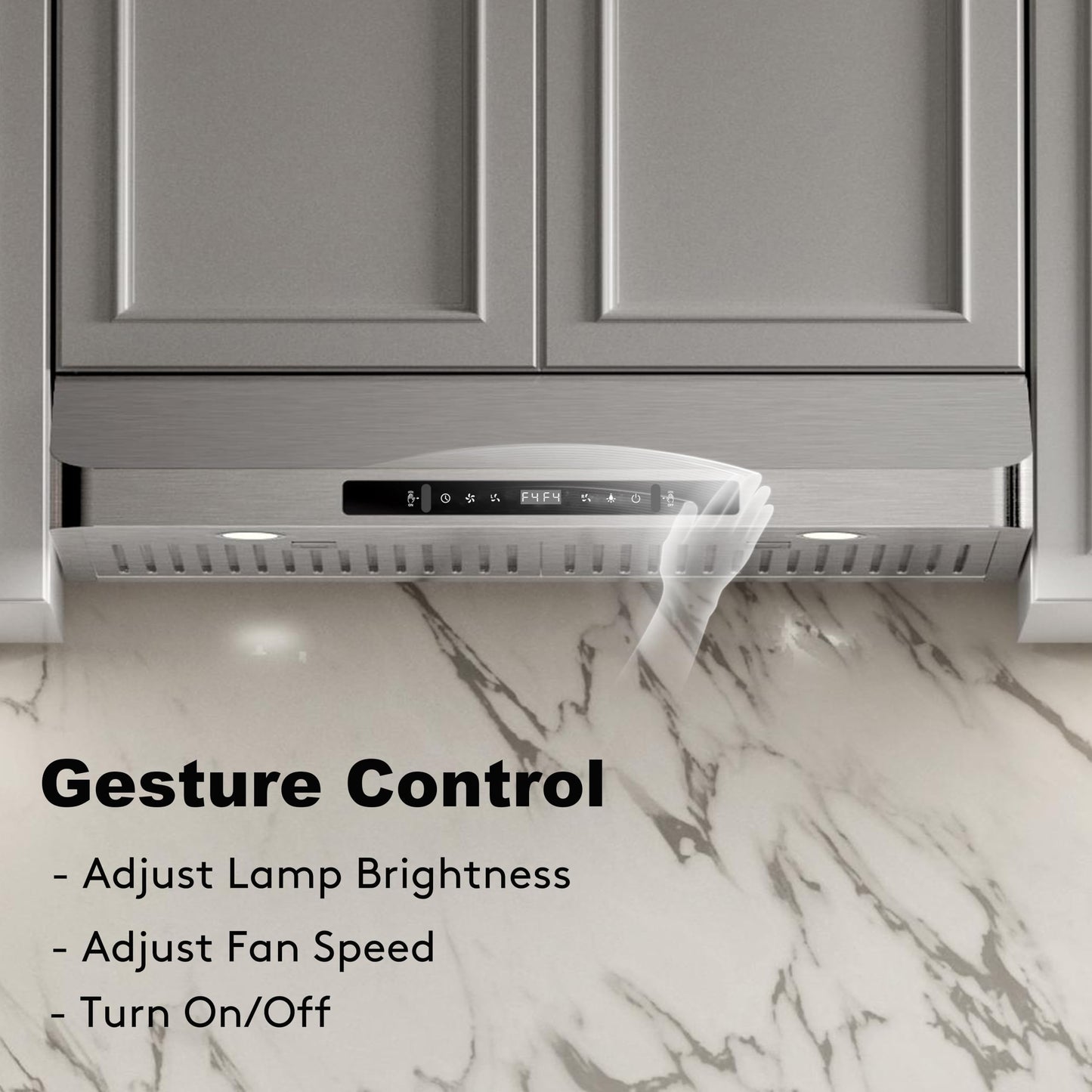 EVERKITCH Range Hood 30inch Under Cabinet, 900CFM Stainless Steel Kitchen Vent Hood with Gesture/Touch Control and Permanent Stainless Steel Filters, Ducted Vent, Top and Rear Vents