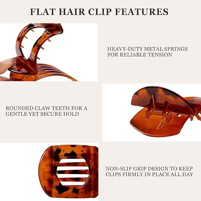 8 Pack Flat Hair Clips for Women, Matte Flat Claw Clips for Thick & Thin Hair No-Slip Strong Hold Hair Barrettes, French Duckbill Styling Accessories for Women