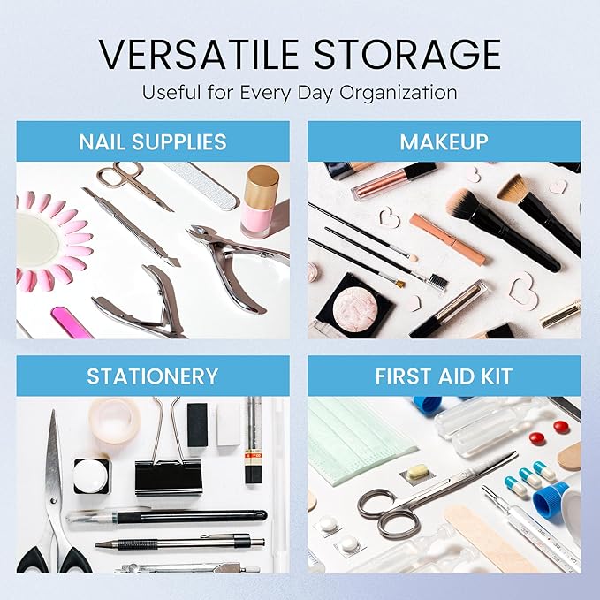 Beauticom Personal Box Storage Case for Professional Manicurist Nails Pedicure (Large Size) (40 Pieces, BLUE)