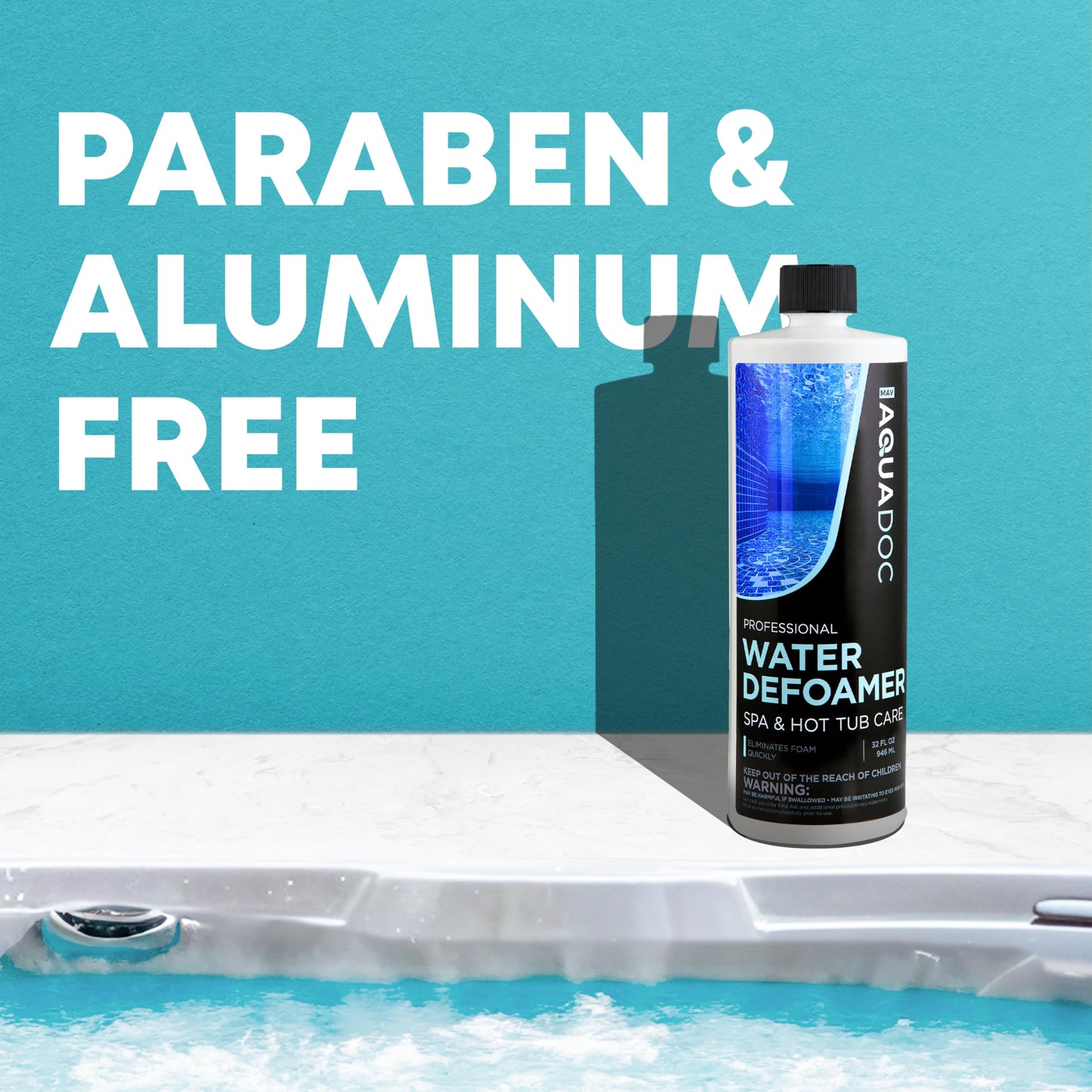 Hot Tub Defoamer - Spa Defoamer for Hot Tub Owners 32oz, Spa Anti Foam to Keep Foam Down, Hot Tub Chemicals Made in USA - AquaDoc