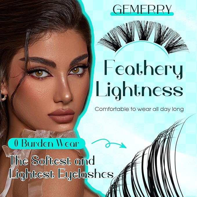 Eyelash Clusters Fluffy Lash Clusters Thick 280pcs Cluster Eyelash Extensions DIY At Home Individual Lashes Cluster Lashes by GEMERRY（100P-8-16mm)