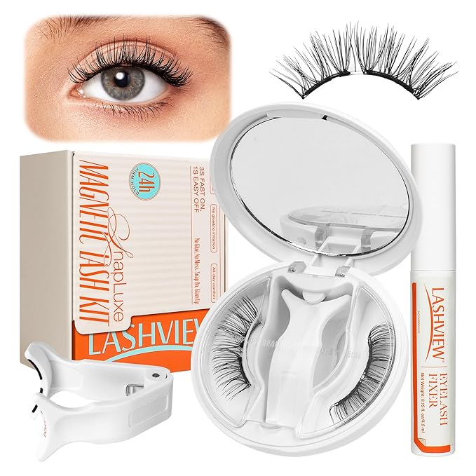 LASHVIEW Upgrade Magnetic Eyelashes with Applicator Soft Magnetic Eyelashes Natural Look Reusable No Glue Needed Easy to Wear and Remove (YT14)