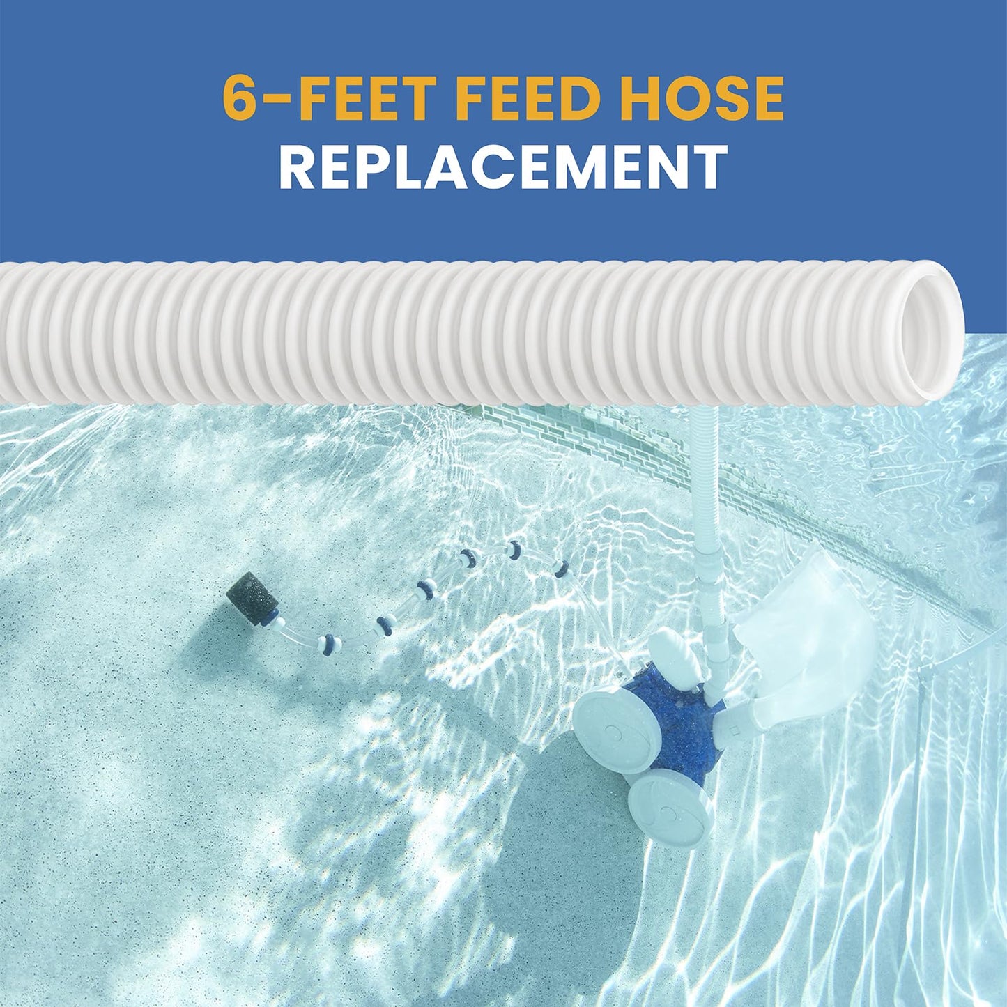 9-100-3102 Hose Replacement for Polaris 360 Pool Cleaner,Heavy Duty 6-Ft Cuffless Feed Hose for 360 Pressure-Side Pool Cleaner,1-1/2" Diameter
