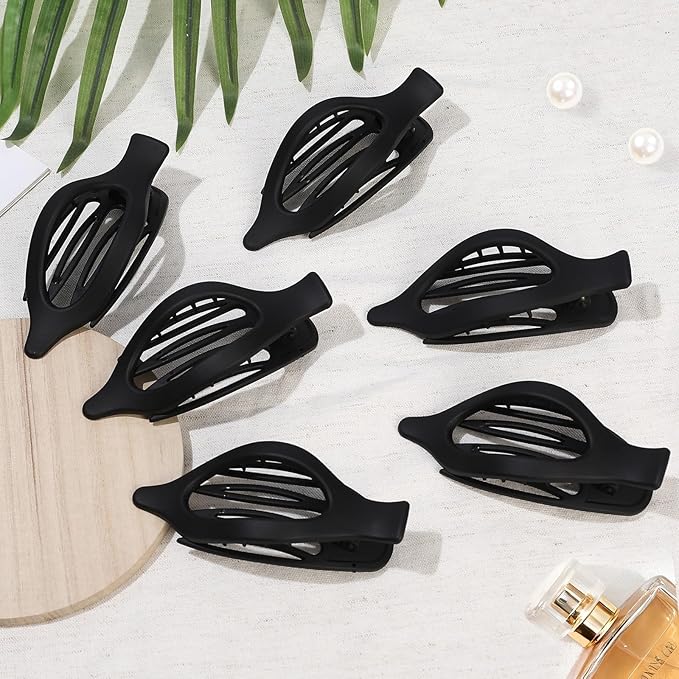 Flat Hair Clip 6 pcs Lay Down Claw Clips Hair Accessories for Women (Black)