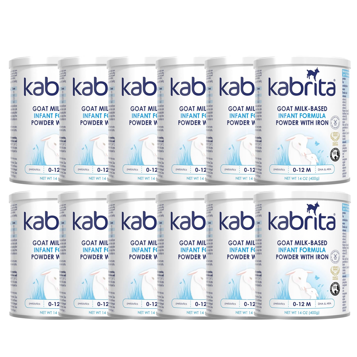 Kabrita Goat Milk-Based Infant Formula Powder, Designed for Gentle Digestion, Gentle Alternative to Cow’s Milk, with Iron, DHA, ARA & Prebiotics, for Infants 0–12 Months, Non-GMO, 14 oz (Pack of 12)