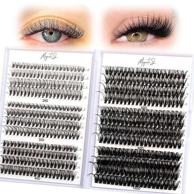 Lash Clusters 480 Clusters 10-20mm False Eyelash 60D 80D 100D Thick Eyelash Extension 20D 30D 40D Individual Eyelashes Multi-Style DIY Lash Extensions for Beginners(20D-100D-D, 10-20MIX)