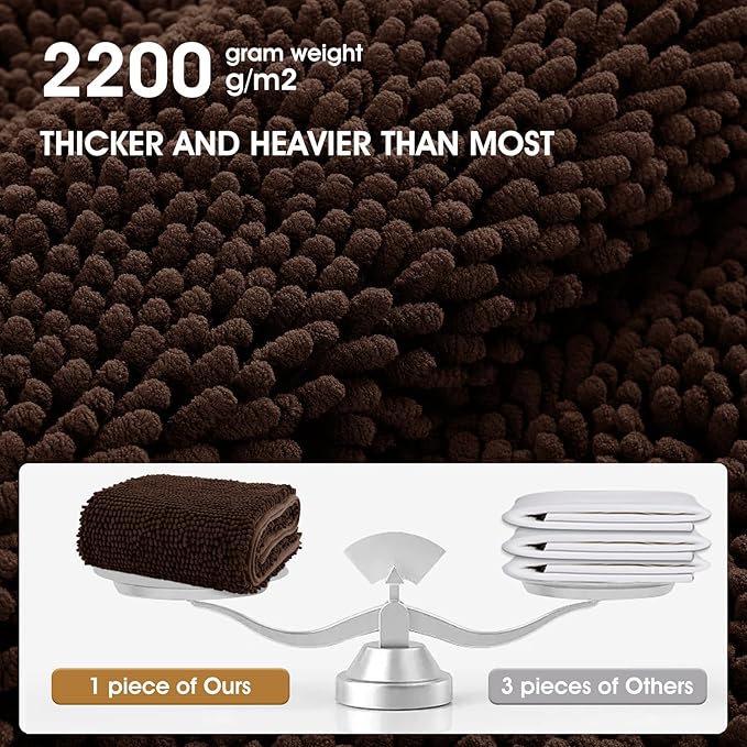 IM HOME Chenille Absorbent Outdoor Doormat 60" x 36", Washable Muddy Door Mats for Dog Non Slip Indoor Doormat Dog Mat for Muddy Paw Front Inside Doormats for Entryway Brown