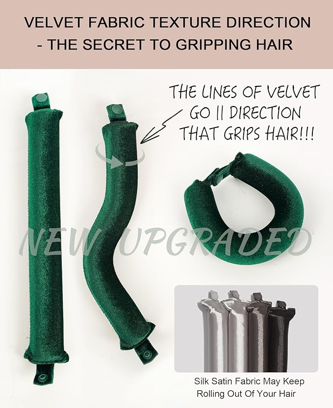 Littles Heatless Curls Overnight Rods No Heat Hair Curlers to Sleep in Foam Soft Hair Rollers for Short & Long Hair Blowout Look, Heatless Flexible Curling Rod Set with Satin Wrap for Sleeping