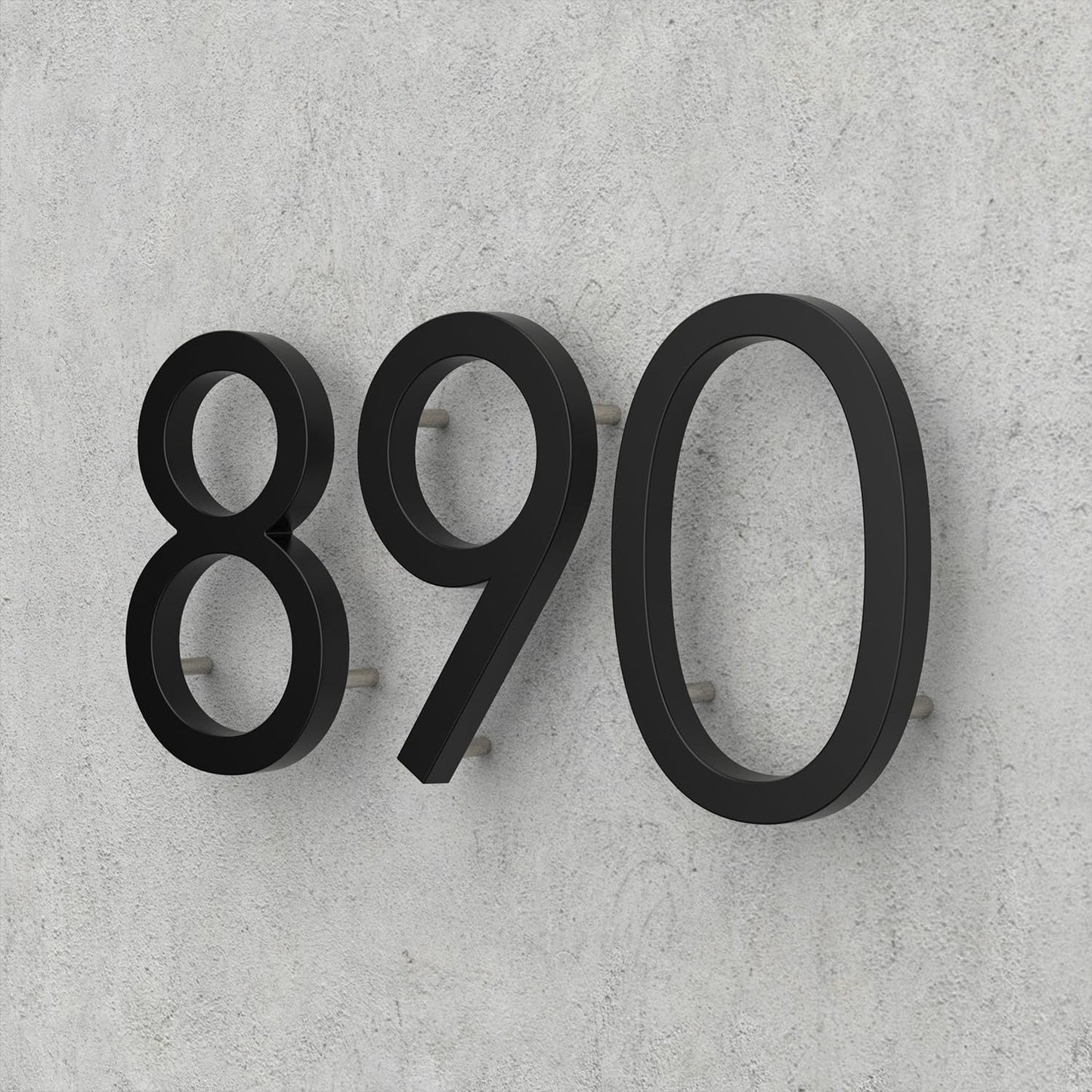 Modern House Numbers for Outside, 5 Inch Floating House Numbers, Metal Address Sign, Mailbox Number, with Nail Kit, Never Rust, Matte Black (Black, 7)
