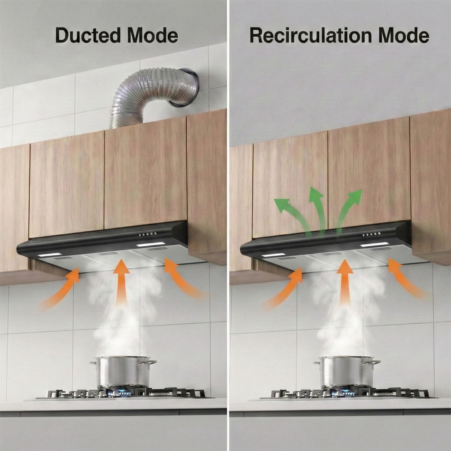 CIARRA Black Range Hood 30 inch Under Cabinet Ductless Range Hood Vent for Kitchen with Anti-fingerprint Design, 3 Speed Exhaust Fan