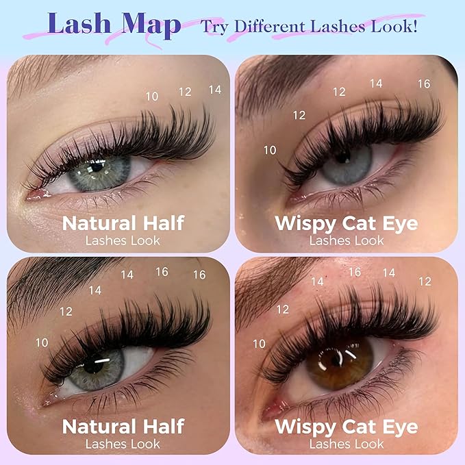 Wispy Lash Clusters Manga Eyelash Clusters Spikes10-16MM Volume Cluster Eyelash Extensions D-Curly Individual Lashes Anime Fluffy Lashes Clusters by Newcally