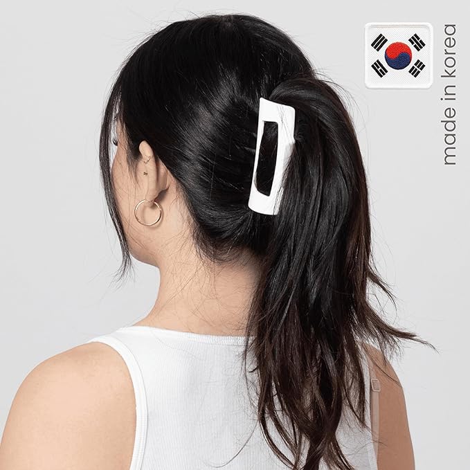 The Original Mello Hair Claw Clip Squishy Claw Clip Made in Korea Patent Pending 30021976 (White, Medium)