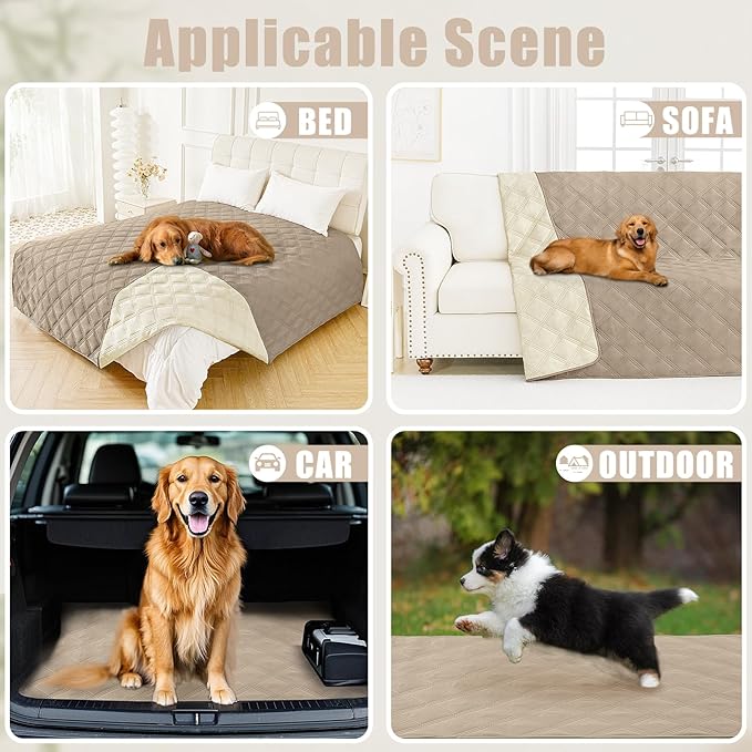 Smiry Waterproof Dog Bed Cover Blanket 40x50, Soft Reversible Pet Blanket, Washable Leakproof Cats Dogs Couch Cover for Sofa, Couch, Furniture, Taupe/Beige