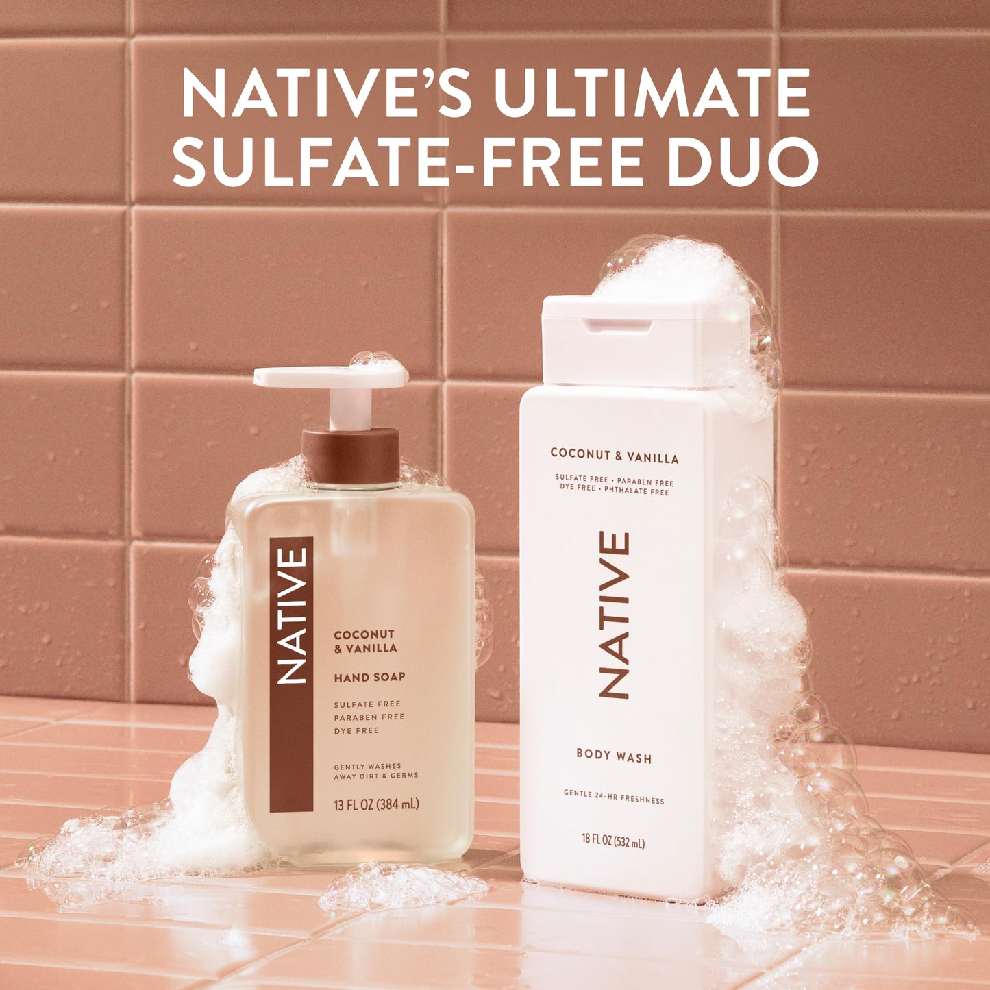 Native Body Wash for Women & Men, Coconut & Vanilla, 36 oz Pump Bottle, Sulfate-Free & Gentle for All Skin Types