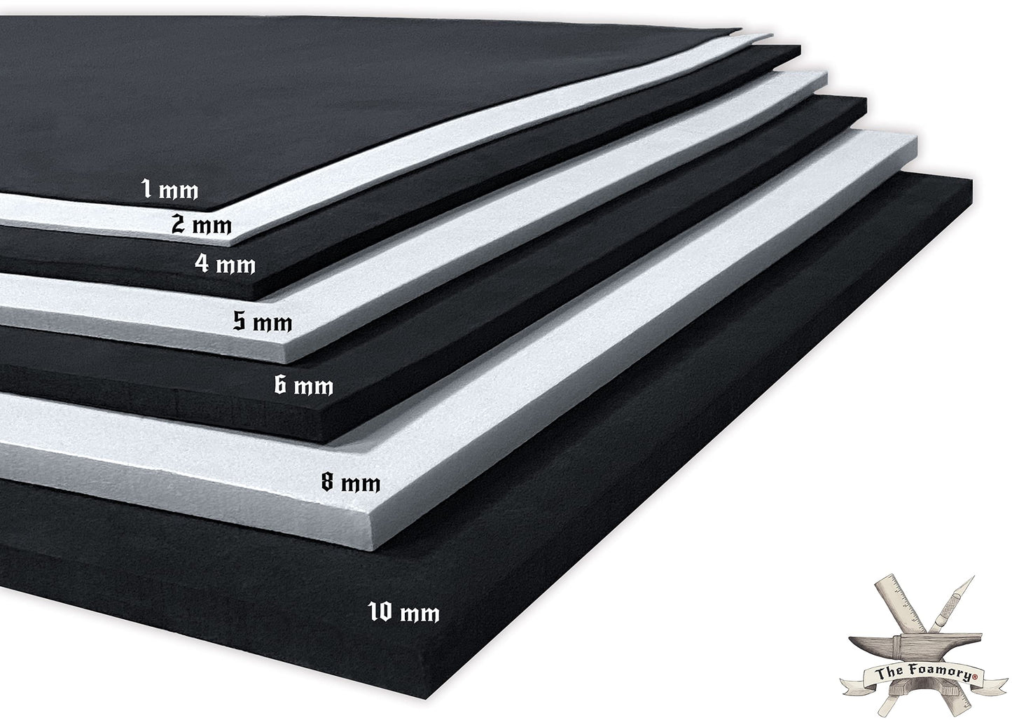 Shape Retention EVA Cosplay Foam 5mm (1mm-10mm) 14x39 inch White or Black High Density EVA Foam Sheets. Premium 85 kg/m3 Heat Shape Material for DIY Convention or Halloween Costumes by The Foamory