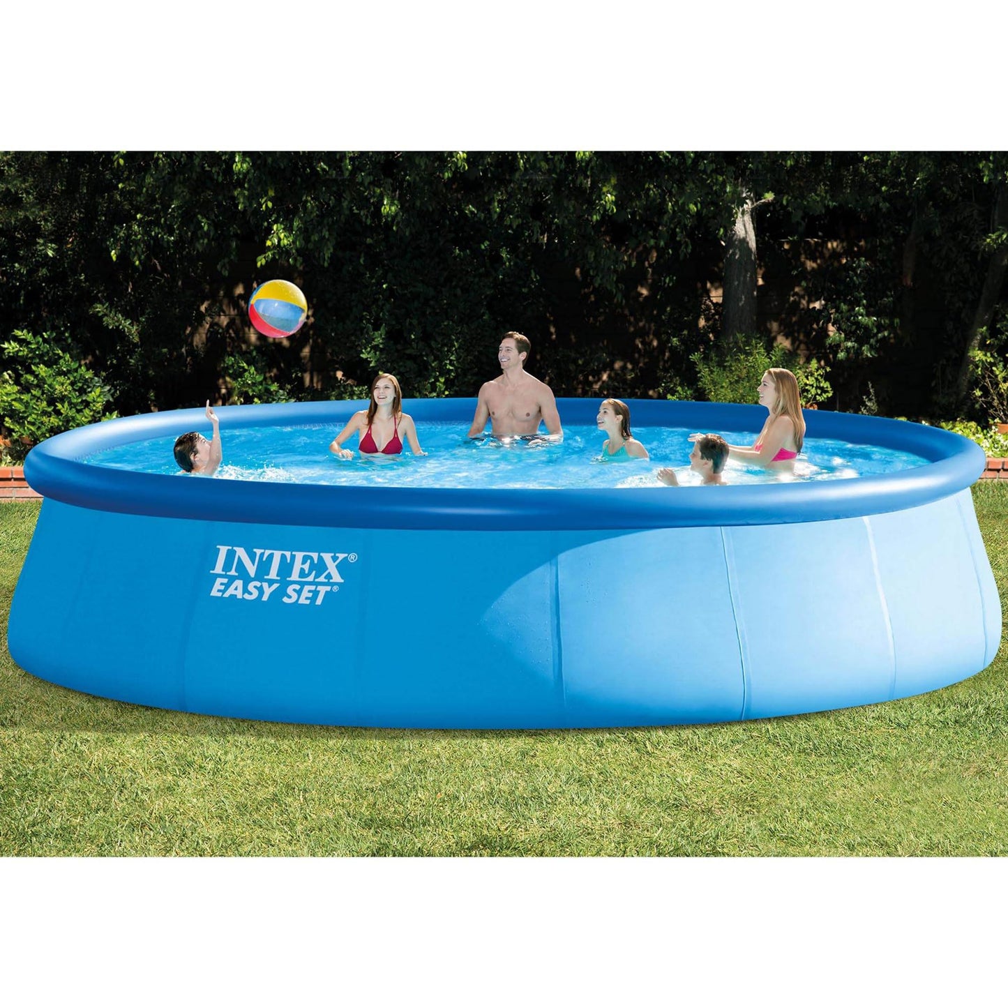 INTEX Easy Set 18 ft x 48in Above Ground Pool Set, Round Inflatable Swimming Pool with 1500 GPH Cartridge Filter Pump, Ladder, Cover, & Ground Cloth